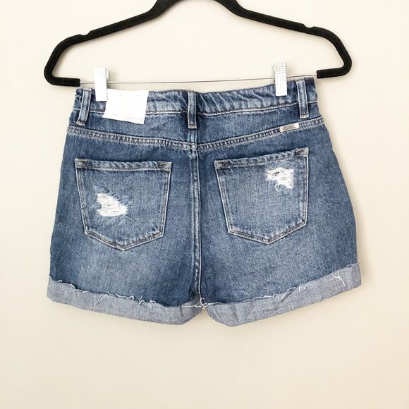 Kancan NWT estilo high rise button fly distress jeans shorts size small - Picture 2 of 9